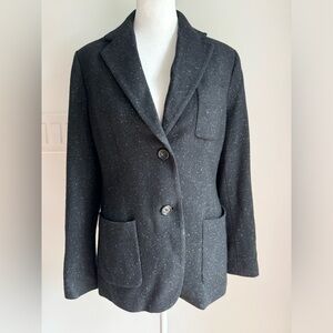 Talbots Blazer Jacket Women’s Size 4 Black Wool Silk Blend Speckled Career